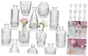 12pcs Small Glass Bud Vase for Home Wedding Table Decorations, Vintage Mini