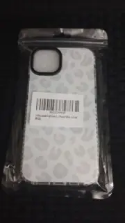 White Leopard Phone Case Black Border for IPhone 15 Plus