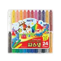 在飛比找蝦皮購物優惠-韓國進口韓國原裝AMOS 無毒水溶性蠟筆 蠟筆 24色