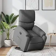 Recliner Chair for Living Room, Adjustable Reclining Sofa with Fabric, Dark Grey Seat for Elderly, Padded Single Chairs with Manual Lounge - Slim Fabric, Space Saving Recliners