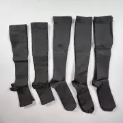 5 Pack Compression Socks Open Toe And Closed Toe Knee High Unisex Size S/M Black
