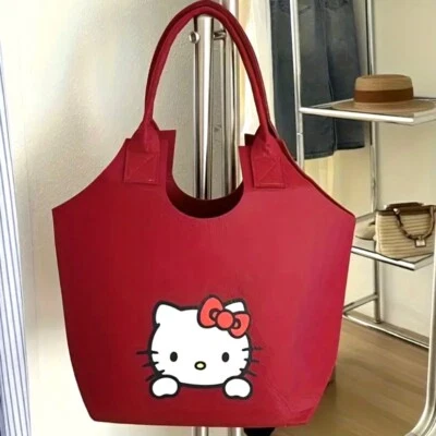 Tote Bag Hello Kitty SANRIO. 15 x 13 in. Red. Heavy Felt.