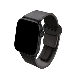 【COMPLE】Apple Watch 錶帶專屬強化晶片 悠遊卡官方授權天然皮革悠遊卡錶帶 42/44/45/49mm(經典黑)