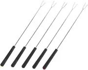 TOPPERFUN 5 Pcs Extra Long Telescopic BBQ Forks Stainless Steel Roasting Sticks with Colorful Plastic Handles for Family Campfire Cooking for Hot Dogs and Marshmallows