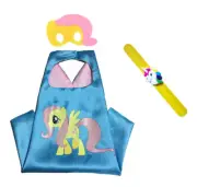 5PC My Little Pony Costume Set-Fluttershy, Cloak/Cape, Mask & Pops Ring Age 4-10