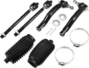 ACROPIX Front Outer Inner Tie Rod End Link with Bellows Fit for Toyota RAV4 - Pack of 6 Black