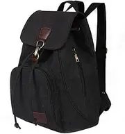 [WITERY] Backpack Purse for Women- Casual Small Canvas Backpacks with Flap Drawstring, Ladies Multi-Pocket Shoulder Bag