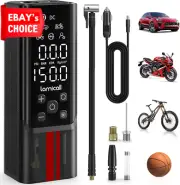 Tire Inflator 150 PSI Cordless Portable Fast Inflate Digital Gauge LED Light