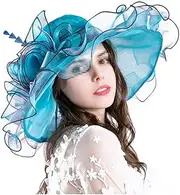 [KTLSHY] Foldable Brim Summer UV Hat Women Organza Classic Sun Hat Beach Sun Straw Hat Hat Tea Party Hat Women Church Hats Women Ruffles Wedding Hat Lady Foldable Wide Brim Beach Sunhat Summer Holiday,5 Colors