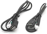 Fit for Mitsubishi ASX Lancer Outlander Pajero Eclipse Car Extension Lead Dual USB Interface Adapter Cable Charge Data Transfer(4 6 Pin USB)