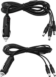 Car Connection Power Cord Car Cigarette Lighter Male to 3 DC Plug Power Adapter Male Extension Cord DC Charger Cable for Camera CCTV GPS Unit Mini Fan