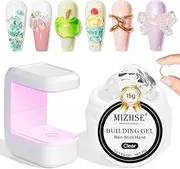 MIZHSE 3D Nail Gel : Non-Sticky Solid Builder Gel with U V Lamp, 3D Sculpting Nail Art for Carving Modeling and Extension Soak Off U V/LED Salon Home DIY