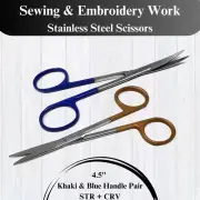 2 Multipurpose Scissors 4.5" Cutting Thread & Fabric Stainless Steel STR + CRV