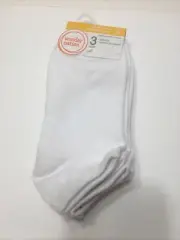 New 3 Pair Wonder Nation White No Show Socks Boys Size LG 3-9
