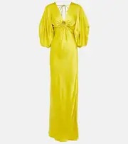 [Stella McCartney] Stella McCartney Deep V-neck satin maxi dress AU 4 green