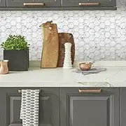 RoomMates StickTILES Carrara Marble Hexagon Peel and Stick Removable Backsplash
