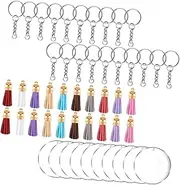 [KALLORY] 1 Set DIY Acrylic Keychain Making Kit Key Rings with Acrylic Blanks Tassel Pendants Accessories for Crafting Unique Key Holders