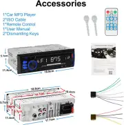 Bluetooth Handsfree FM DUAL USB TF AUX MP3 1-DIN Car Stereo Player Quick Charge
