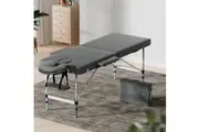 Zenses Massage Table 55cm Portable 2 Fold Aluminium Beauty Bed Grey