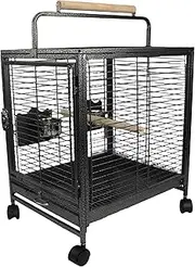 Small Bird Transport Budgie Cage Parrot Aviary Carrier with Wheel
