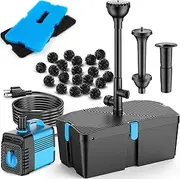 FEOXSHAL Pond Filter with Fountain Pump Kits, 50W Pond Pump and Filtration Kit with Submersible Water Pump