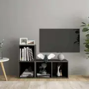 NNEVL TV Cabinets 2 pcs High Gloss Grey 72x35x36.5 cm Chipboard