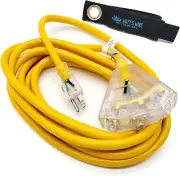 Lighted 15 ft 12-Gauge Extension Cord - 3 Outlets for Reliable Power Everywhere