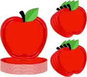 Chris.W 60 Pcs Back to School Red Apple Plates, Disposable Apple Plates, First D