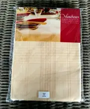 Manchester Collection Tablecloth 70" Round Gold Chamois Damask Jacquard Stripes