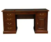 DAKOTA SOLID MAHOGANY TIMBER 160CM WRITING DESK WITH LEATHERETTE TOP - MAHOGANY