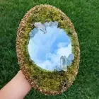 Oval Peridot & Celestite Mirror– Quartz Crystal Wall Decor for Healing Stone Art