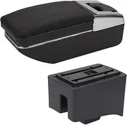 Center Armrest Box for for Polo for AMEO Armrest Retrofit Parts with USB Car Armrest Box Storage Box Car Accessories Interior(A1 Black red 7USB)