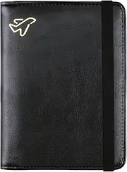 [WALNEW] Passport Holder Cover Wallet, RFID Blocking Leather Travel Document Organizer with Elastic Strap, Card Case for ID Credit Business Card, Boarding Passes (Black)