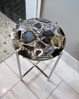 Black Wild Agate Round Console Table Top, Agate Side Table Top, Christmas Eve