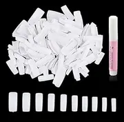 500pcs White Full Nails Set with Nail Glue, Beauties Factory Full Cover Nail Tips 10 Sizes Size 0-9 for Nail Salons DIY Extensions Design Manicure Kit