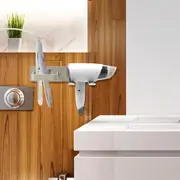 Wall Mounted Hair Dryer Holder and Organizer Light Brown