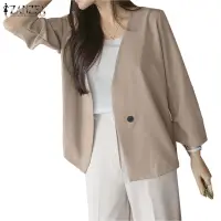 在飛比找蝦皮商城優惠-Zanzea 女式韓版日常員工長袖 V 領純色西裝外套