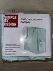 Laundry Hamper Holder Teal & White Dual Compartment Foldable Collapsible