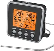 5 Digital Meat Thermometer with Probe,Digital Grill Thermometer Instant Read with Backlight Probe Timer - Battery Powered Magnetic BBQ Thermometer for Cooking Turkey Fish Beef Seta-au