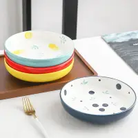 在飛比找樂天市場購物網優惠-免運 日式 陶瓷 餐盤 餐具 陶瓷湯盤 日式手繪8寸深盤 釉