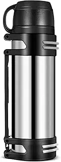 1.5L Large Stainless Steel Vacuum Flask with Handle & Cup – Double-Wall Insulated Thermos for Hot & Cold Drinks, Ideal for Camping, Hiking & Cycling