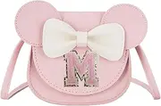 [Onperpoe] Little Girl Shoulder Bag, Mini Mouse Ear Bow Crossbody Purse, PU Shoulder Handbag for Kids Girls Toddlers Birthday Gifts (Pink M), Pink