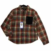 New Pendleton Mens L Red Plaid Two-Layer Wool Blend Shirt Jacket Zip/button Line