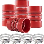 Silicone Charge Air Cooler Hump Hose 4" X 6" Heavy Duty Intercooler Hoses Boot Kit with T-bolt Clamps Set for Semi Trucks, Pack of 4