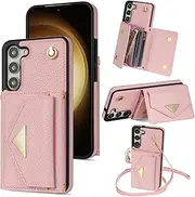[Asuwish] Mobile Phone Case for Samsung Galaxy S23 Plus S23+ 5G Case with Strap and Card Slot, Foldable Leather Wallet Stand S23plus 23S S 23 + 23+ Mobile Phone Cases Protective Women's Mobile Phone