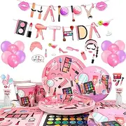Makeup Birthday Party Supplies,16 guests Spa Party Decorations Set-Makeup Theme Party Decoration Plates Cups Napkins Banner Balloon Photo Booth Props etc Makeup Birthday Party Decorations