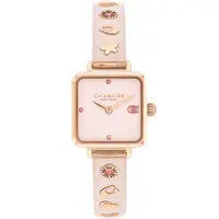 在飛比找PChome24h購物優惠-COACH 廣告款 方形手鐲女錶-粉紅x玫瑰金/22mm(C