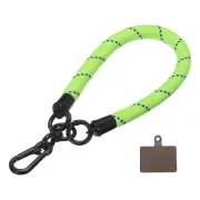 Phone Lanyard Wrist Lanyard with Patch Bright Green With Blue Streak 1 Pack