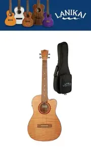 Lanikai Flame Maple Baritone Acoustic/Electric Ukulele Natural Authorized Dealer