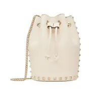 drawstring shoulder bag One size Light ivory leather.